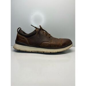CLARKS Braxin Mens Casual Oxfords Brown Leather Lace Up Causal Shoes Size 9.5 M